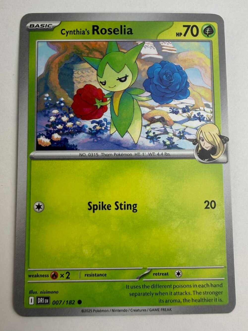 Cynthia's Roselia 007/182 Pokemon Sv10: Destined Rivals Non Holo